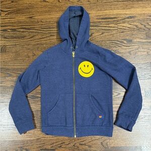 Aviator Nation size 14 blue navy hoodie smiley face sweatshirt hooded zipper